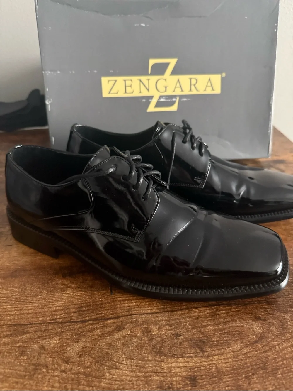 🆕 Zengara Black Leather Lace Dress Oxfords, Men’s Size 9M